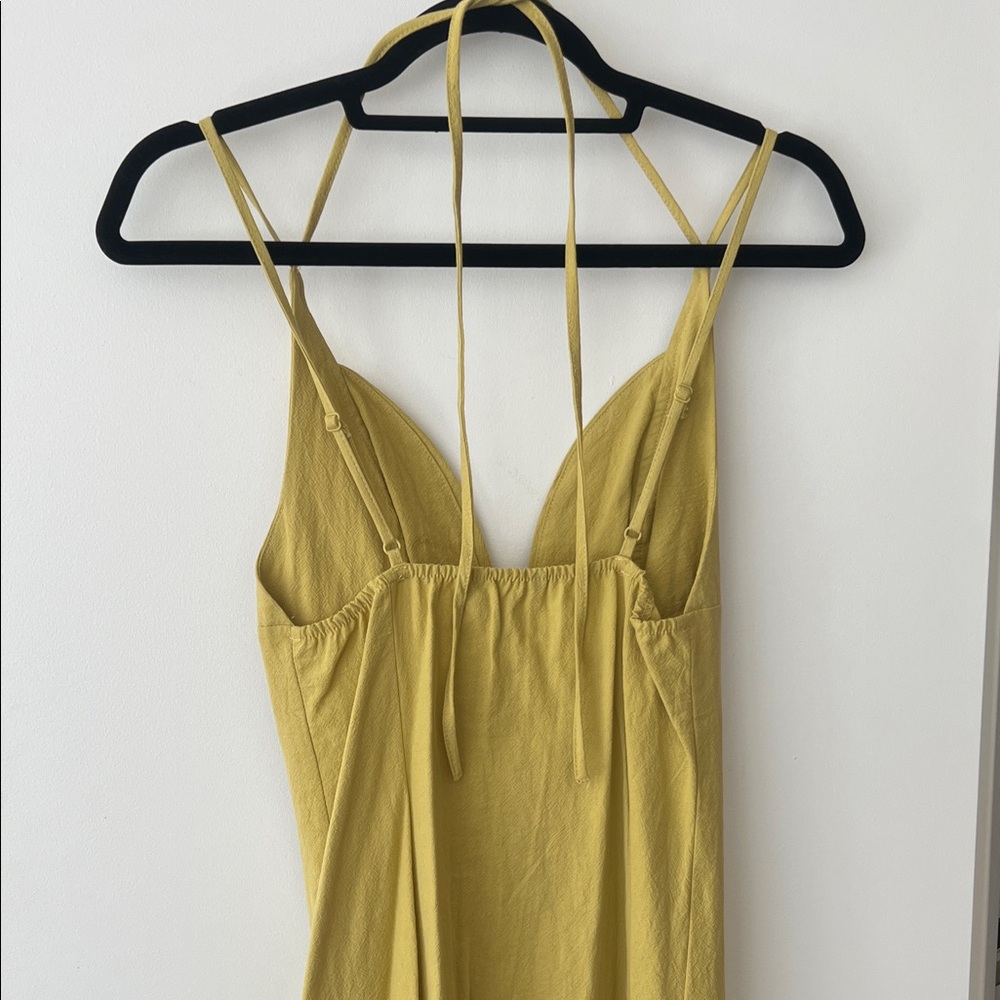 Yellow Green Spaghetti Strap Button-Down Dress - image 5